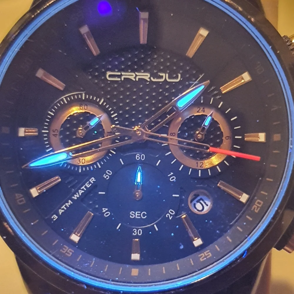 10/$20 CRRJU Black/Goldtone Stainless Steel Chronograph Men's Watch w/Date